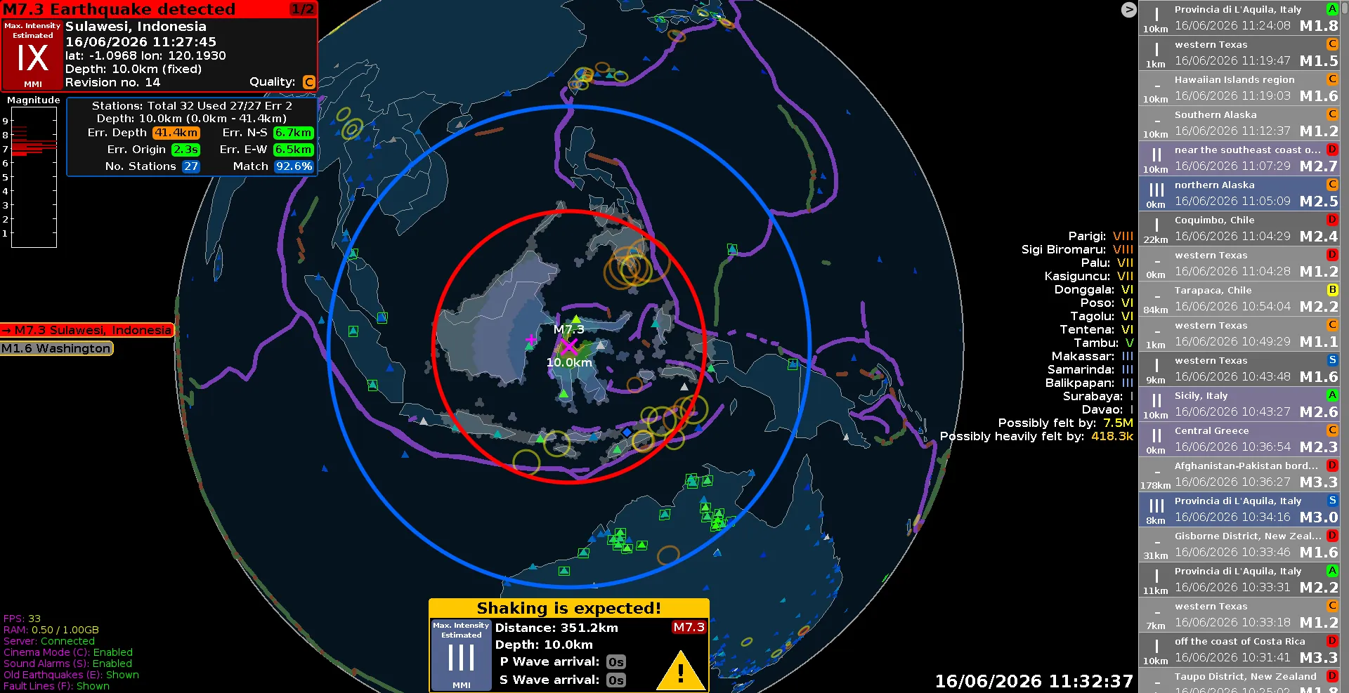 GlobalQuake Earthquake Alert Box